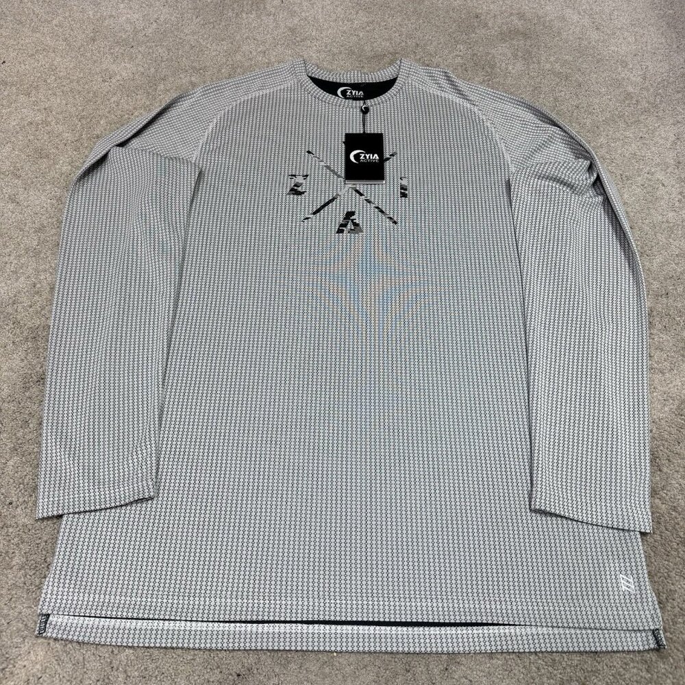 Zyia T-Shirt Men’s White Black Long Sleeve Size XXL NWT